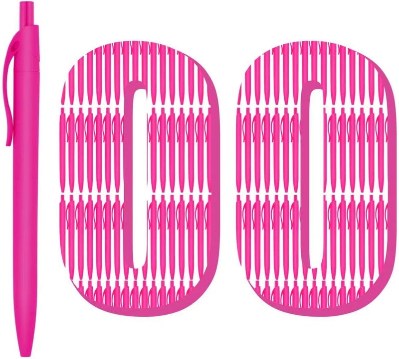 deegtran Pens Bulk, 100 Pack No Bleed Hot Pink Barrel Click Pens, Wholesale Retractable Ballpoint Pens, Pens Medium Point, Smooth Ink Pens, 1.0MM Black Ink - Image 1